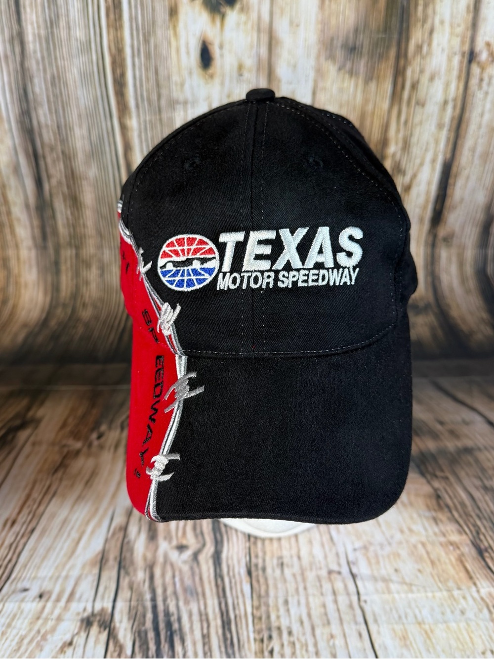 Texas Motor Speedway Hat Black Red Embroidery Barb Wire Adjustable Cotton